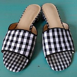 Size 9.5 Crown & Ivy Slip On Retro Gingham Sandals